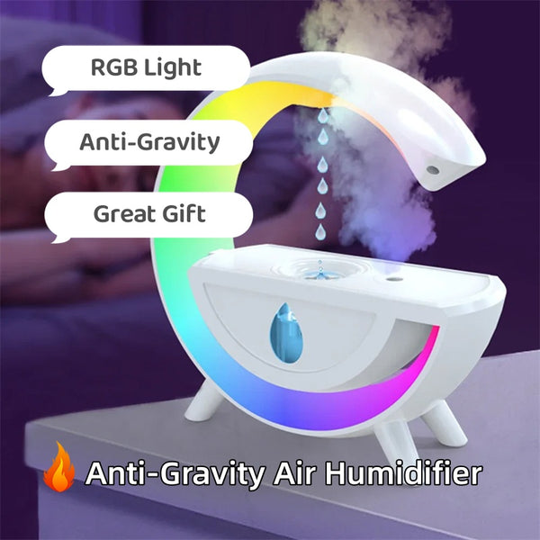 RGB Night Light Water Droplet Sprayer Anti-Gravity Air Humidifier 350ml Creative Home Office Mist Maker Diffuser Christmas Gift - Universo Shop