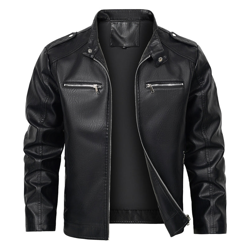 Stand Collar Motorcycle Clothing Men's Jacket - Universo Shop