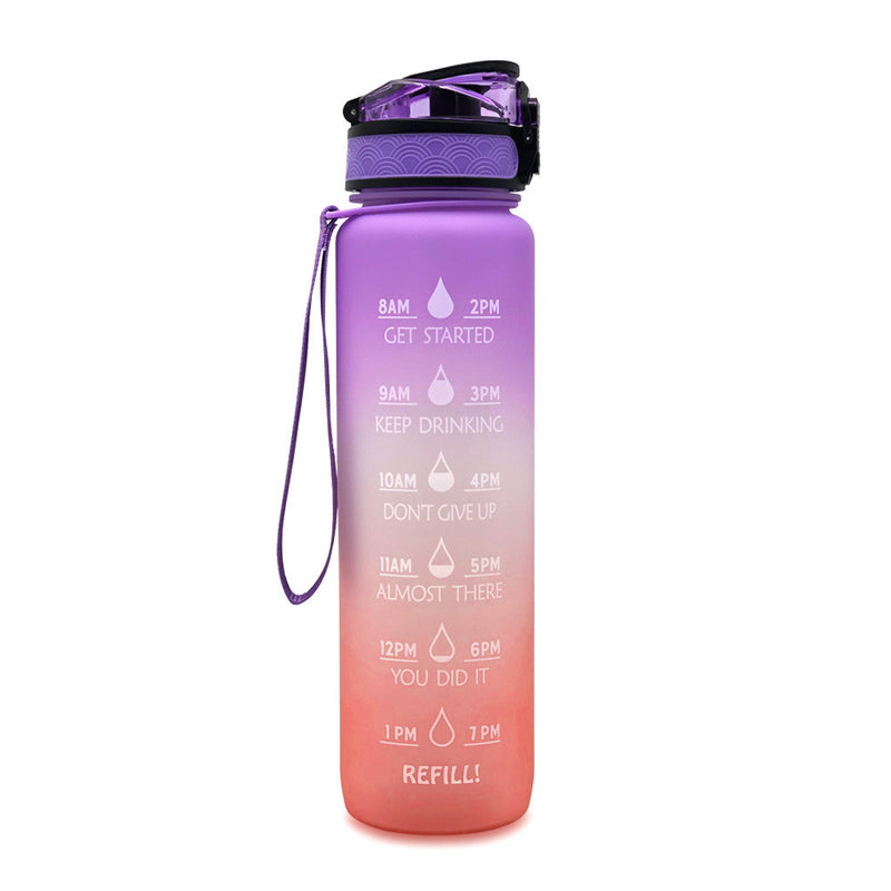 1L Tritan Water Bottle With Time Marker Bounce Cover Motivational Water Bottle Cycling Leakproof Cup For Sports Fitness Bottles - Universo Shop