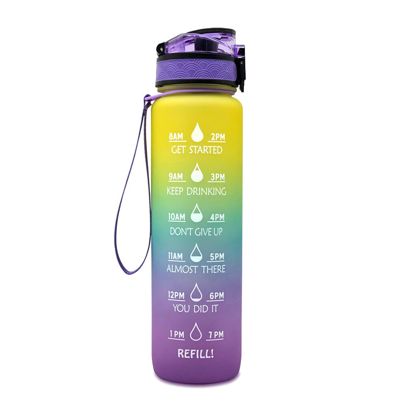 1L Tritan Water Bottle With Time Marker Bounce Cover Motivational Water Bottle Cycling Leakproof Cup For Sports Fitness Bottles - Universo Shop