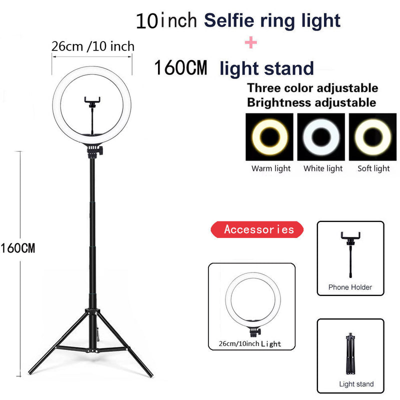 Compatible with Apple, Video Light, Dimmable Light, Selfie Led Ring Light, Usb Ring Light, With Tripod Frame Light - Universo Shop