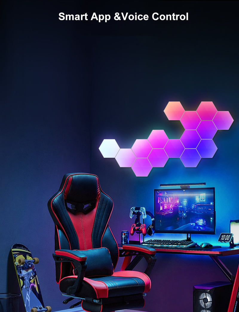 Graffiti Hexagonal Quantum Lamp Bedside Lamp Wall Lamp E-sports Ambience Light Smart Honeycomb Lamp - Universo Shop