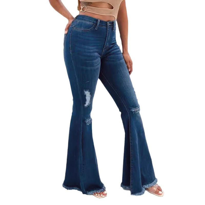 Autumn And Winter New Ladies Mid Waist Slim Jeans - Universo Shop