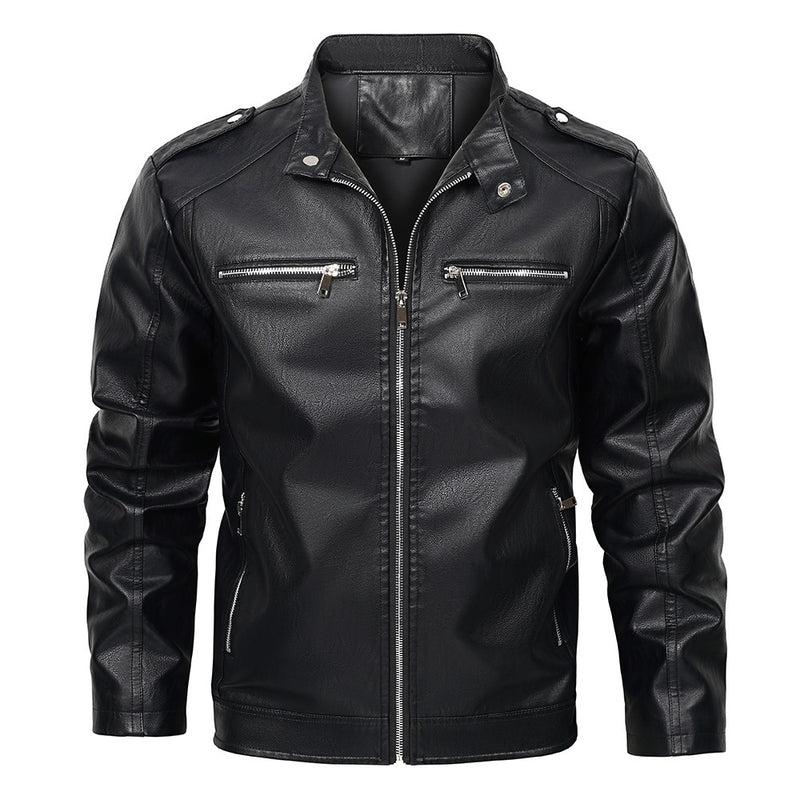 Stand Collar Motorcycle Clothing Men's Jacket - Universo Shop