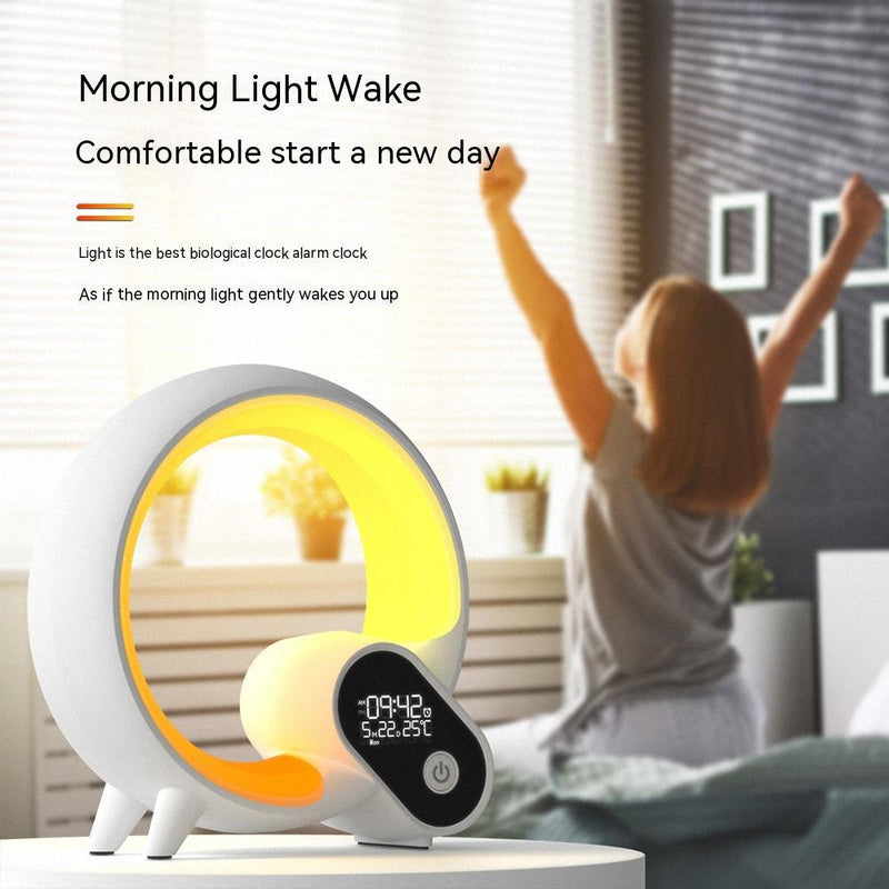 Creative Q Light Analog Sunrise Digital Display Alarm Clock Bluetooth Audio Intelligent Wake-up Q Colorful Atmosphere Light - Universo Shop