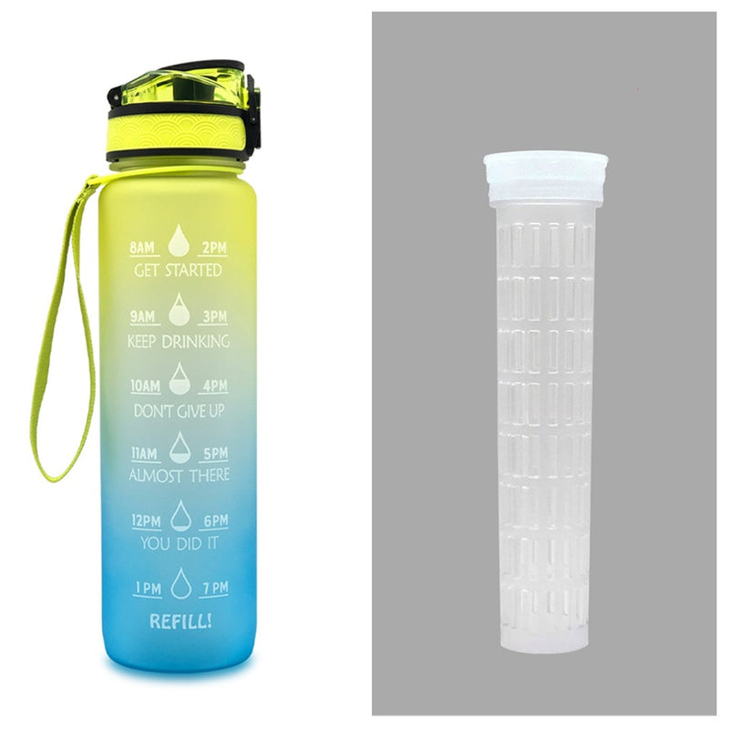 1L Tritan Water Bottle With Time Marker Bounce Cover Motivational Water Bottle Cycling Leakproof Cup For Sports Fitness Bottles - Universo Shop