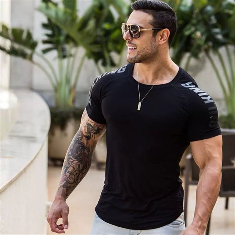 Compression Quick Dry T-Shirt Men Running Sport Skinny Short Tee Shirt Male Gym - Universo Shop