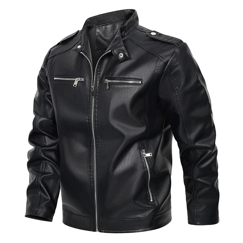 Stand Collar Motorcycle Clothing Men's Jacket - Universo Shop