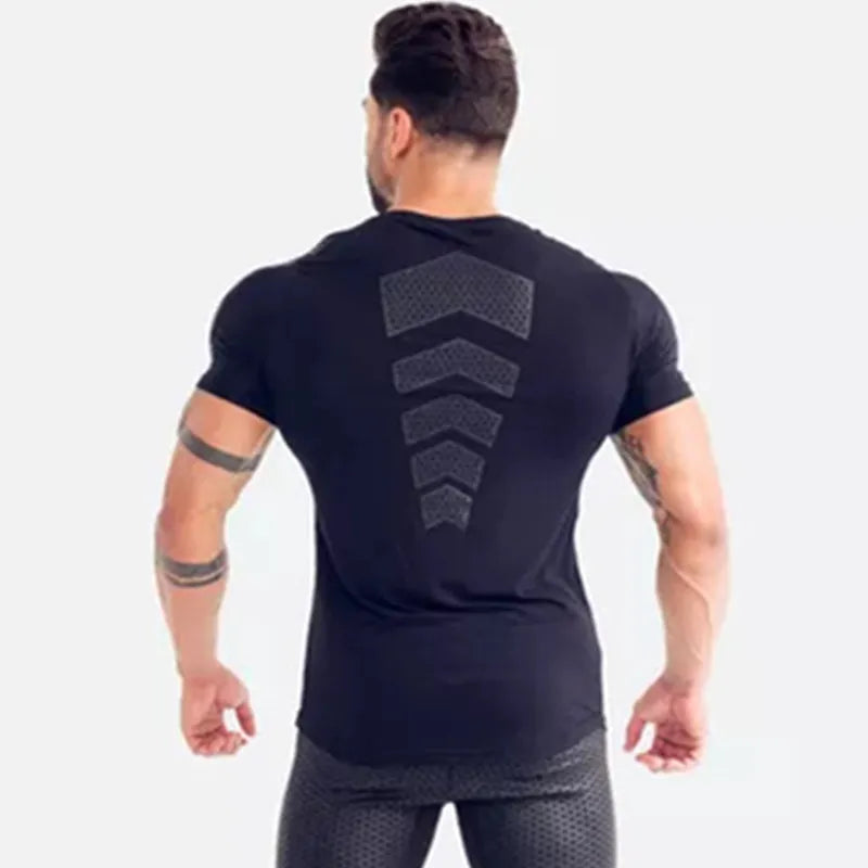 Compression Quick Dry T-Shirt Men Running Sport Skinny Short Tee Shirt Male Gym - Universo Shop