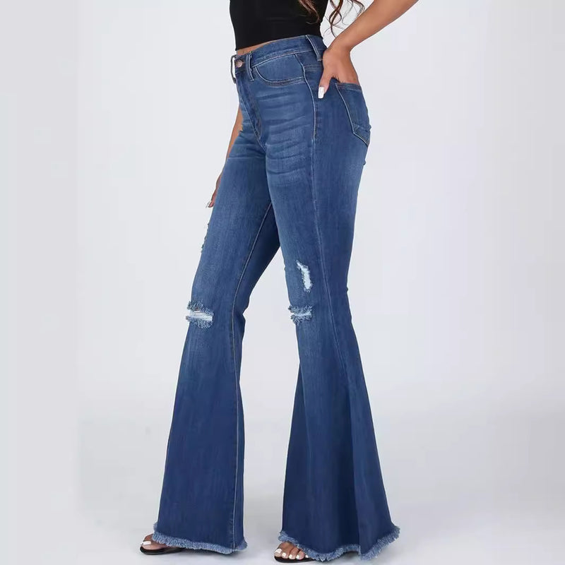 Autumn And Winter New Ladies Mid Waist Slim Jeans - Universo Shop