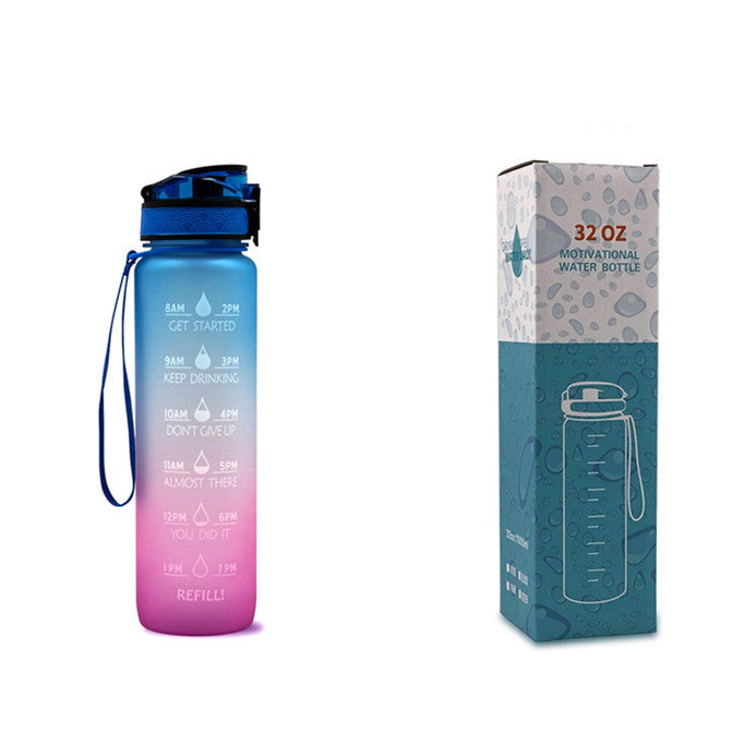 1L Tritan Water Bottle With Time Marker Bounce Cover Motivational Water Bottle Cycling Leakproof Cup For Sports Fitness Bottles - Universo Shop