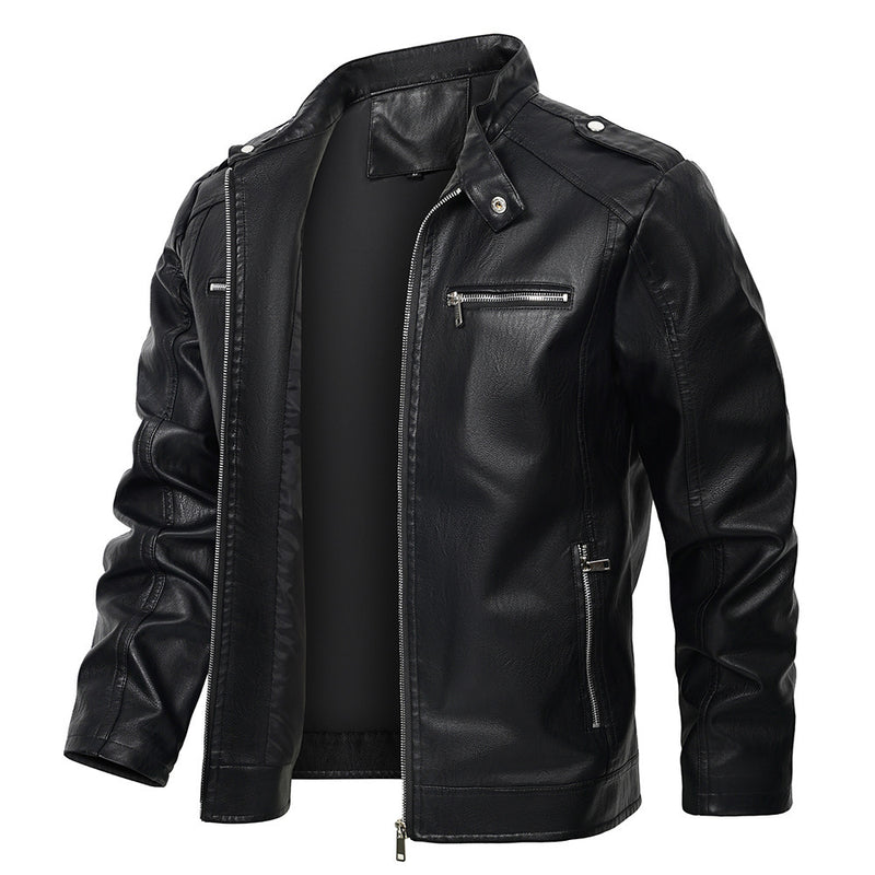 Stand Collar Motorcycle Clothing Men's Jacket - Universo Shop