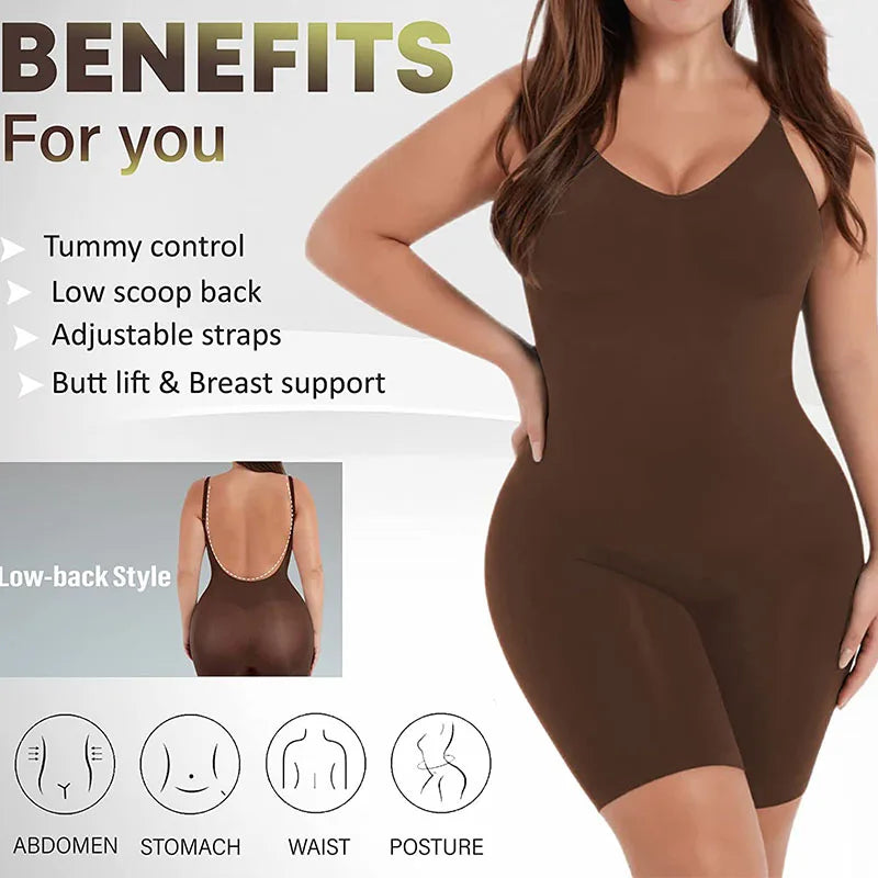 Women Tummy Control Bodysuit Full Coverage Shapewear Thigh Slim Body Suit Low - Universo Shop