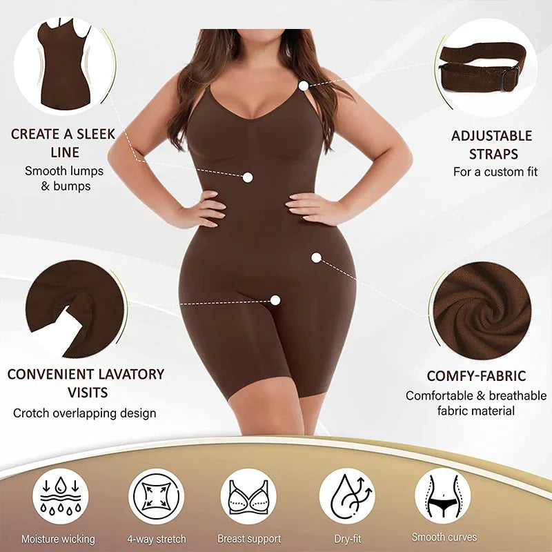 Women Tummy Control Bodysuit Full Coverage Shapewear Thigh Slim Body Suit Low - Universo Shop