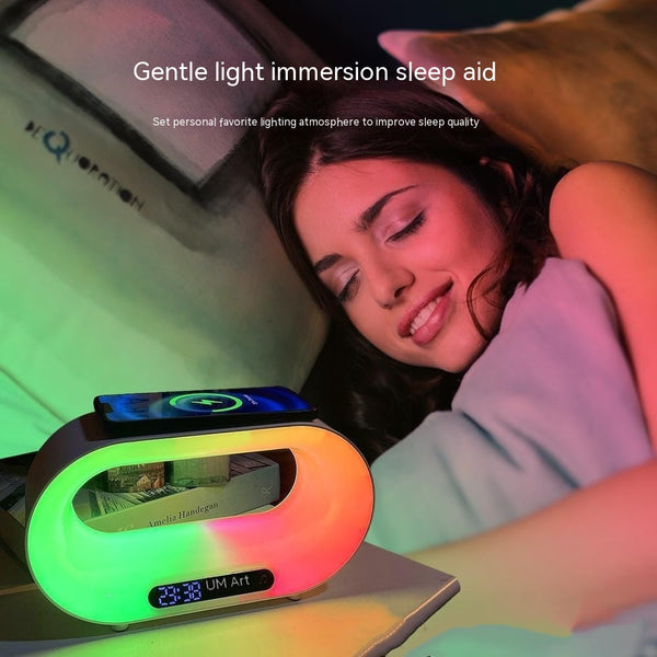 Multi-function 3 In 1 LED Night Light APP Control RGB Atmosphere Desk Lamp Smart Multifunctional Wireless Charger Alarm Clock - Universo Shop