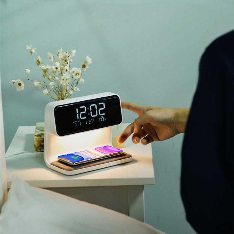 Creative 3 In 1 Bedside Lamp Wireless Charging LCD Screen Alarm Clock  Wireless Phone Charger - Universo Shop