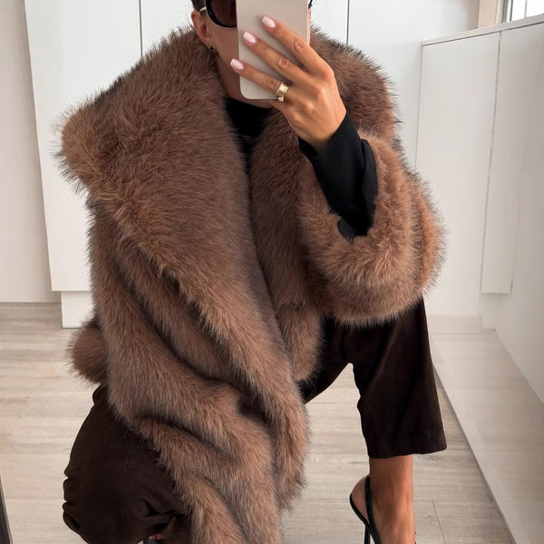 Solid Color Plush Coat Fur Women's Clothing - Universo Shop