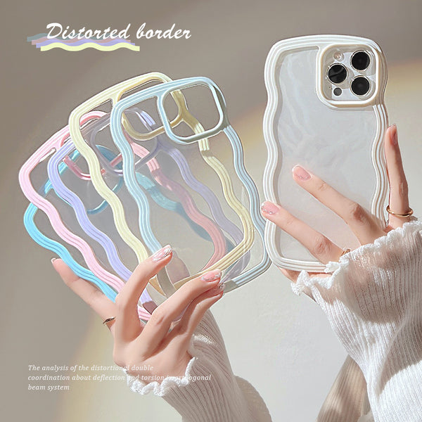 Wave Border Mobile Phone Case Solid Color Simple Candy Color - Universo Shop