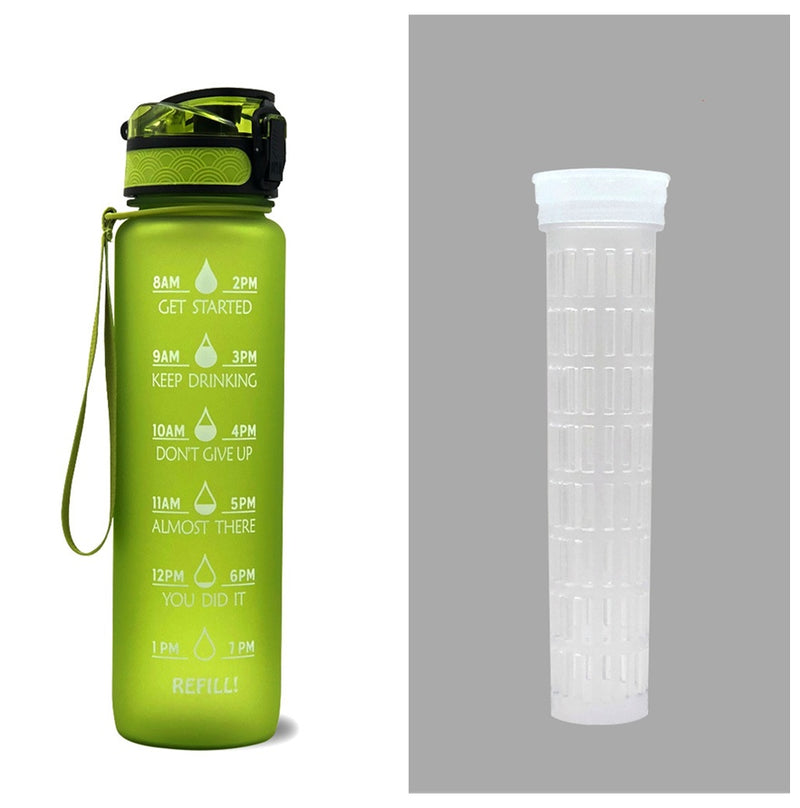 1L Tritan Water Bottle With Time Marker Bounce Cover Motivational Water Bottle Cycling Leakproof Cup For Sports Fitness Bottles - Universo Shop