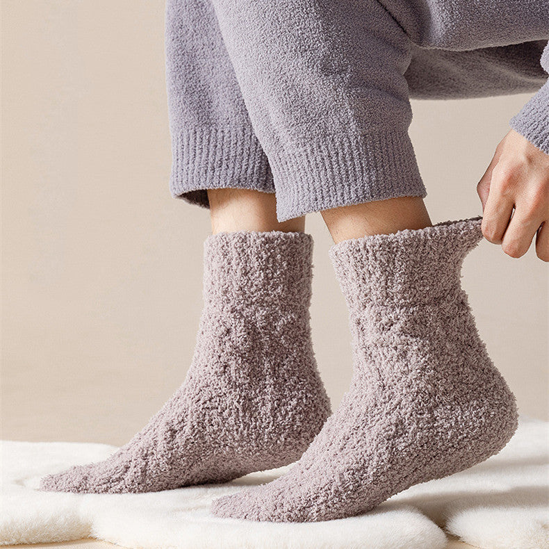 Winter Warm Fuzzy Coral Fleece Socks Women Men Velvet Thickened Home Sleepping Floor Socks - Universo Shop