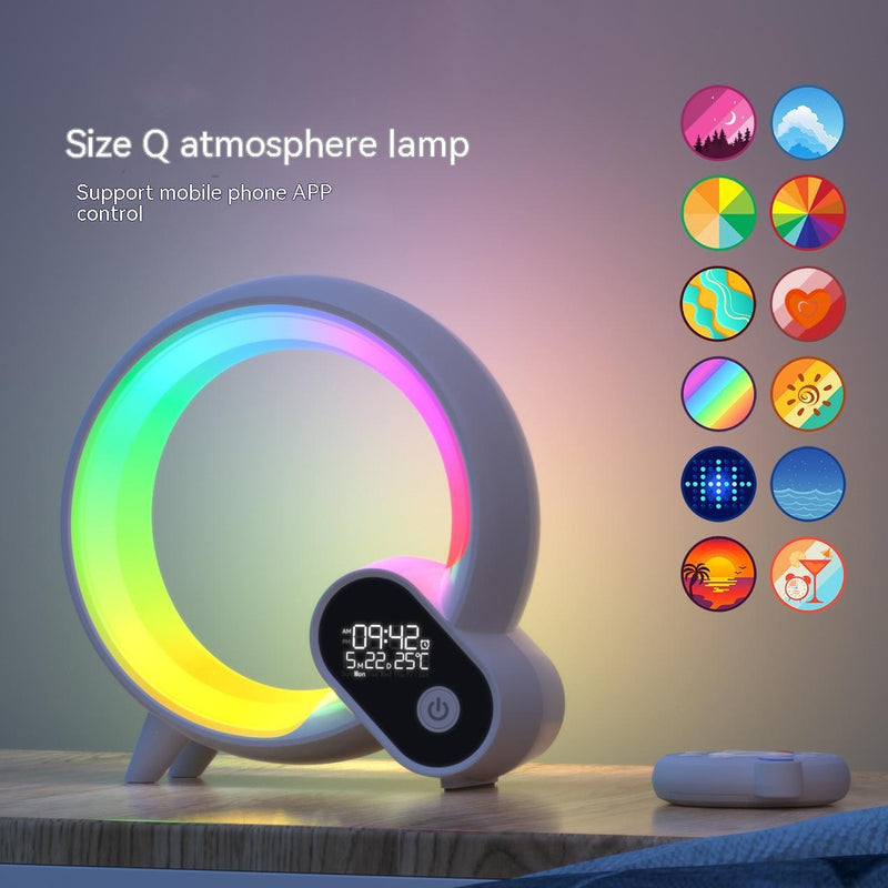 Creative Q Light Analog Sunrise Digital Display Alarm Clock Bluetooth Audio Intelligent Wake-up Q Colorful Atmosphere Light - Universo Shop