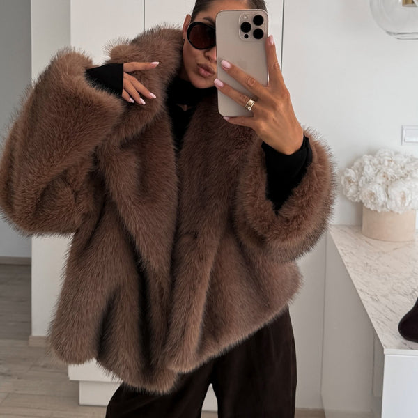 Solid Color Plush Coat Fur Women's Clothing - Universo Shop